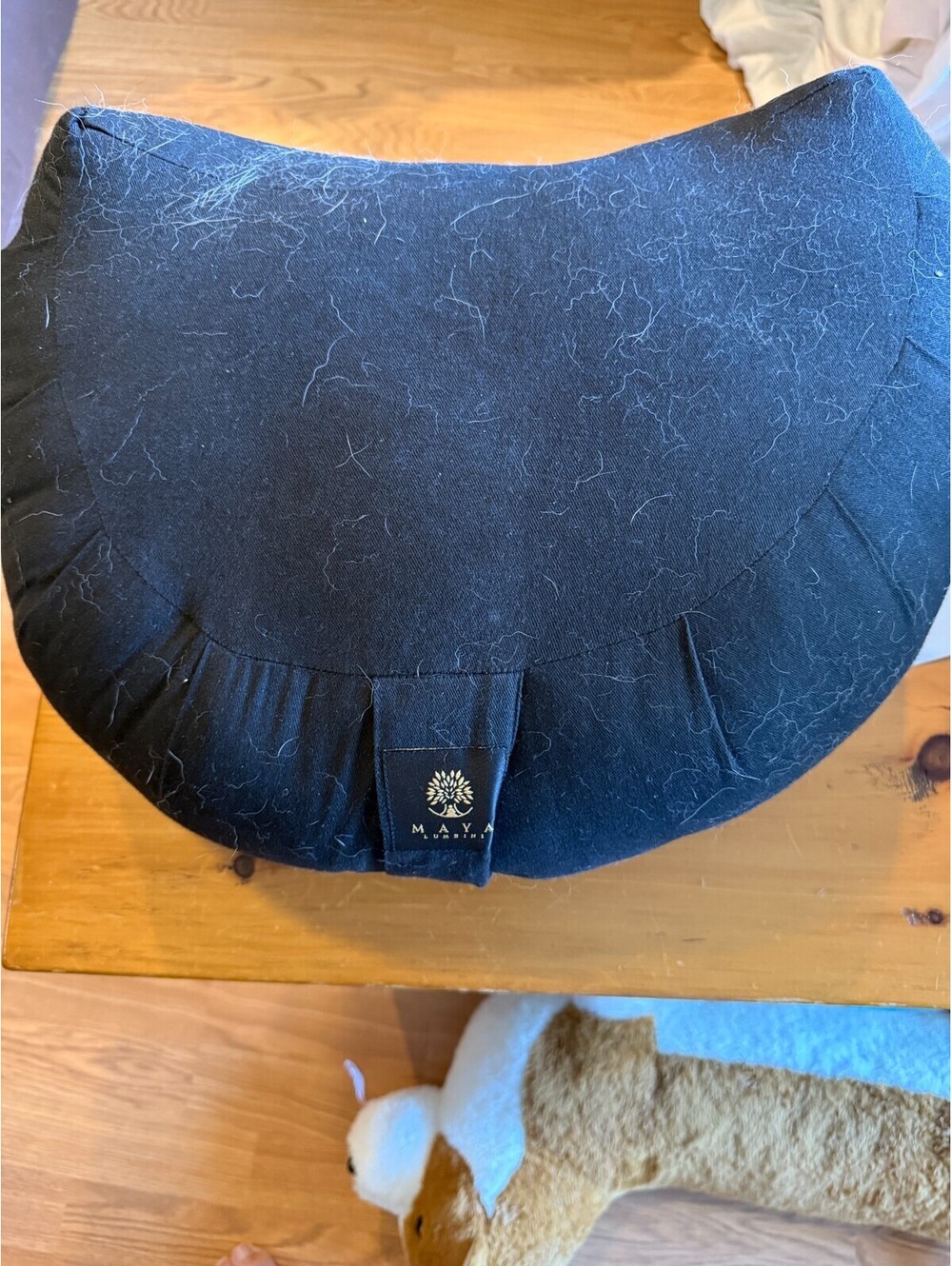Maya Lumbini Meditation Cushion Set Crescent Zafu + Zabuton Floor Mat Black Buck